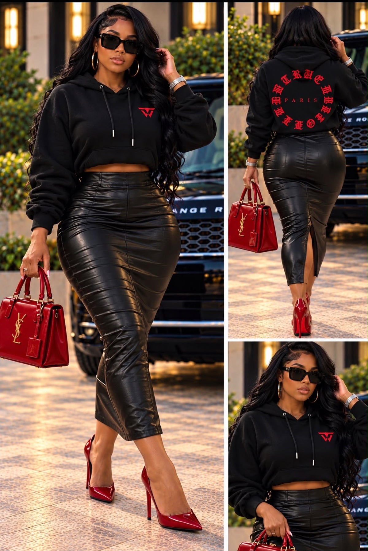 Cropped Black & Red hoodie