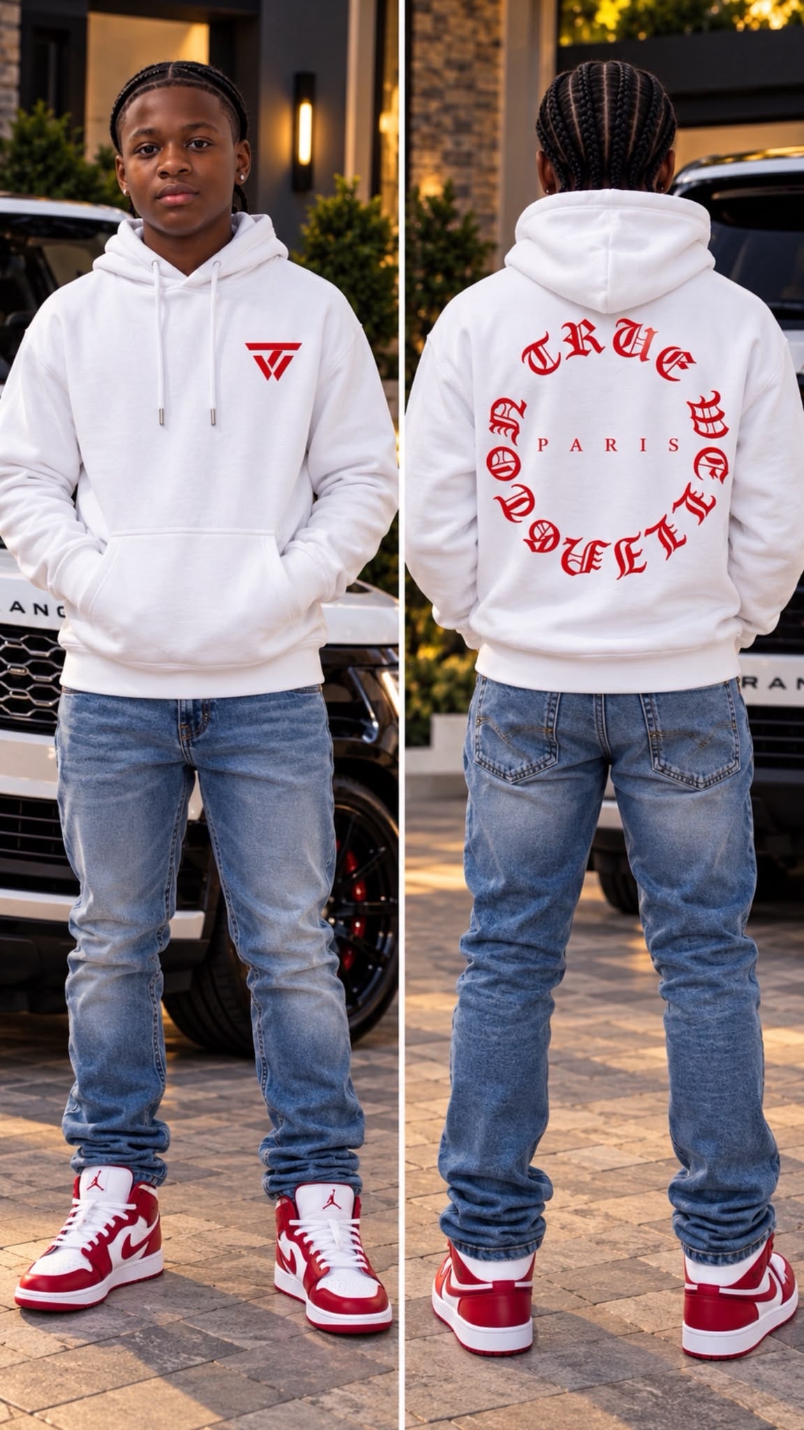 White & Red Unisex hoodie